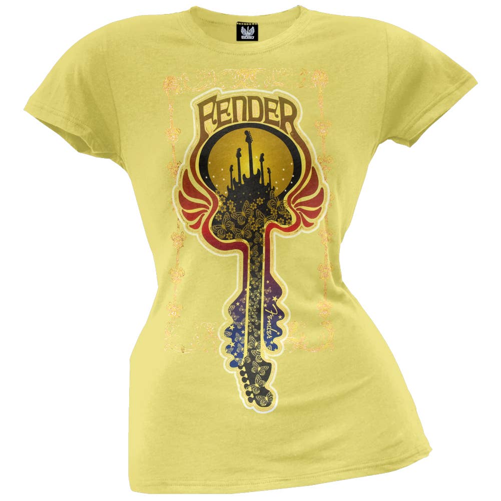 Official Store – T-shirt estampada - Mulher por atacado – Fender - T-shirt de Mulher Júnior Guitarra Borboleta0
