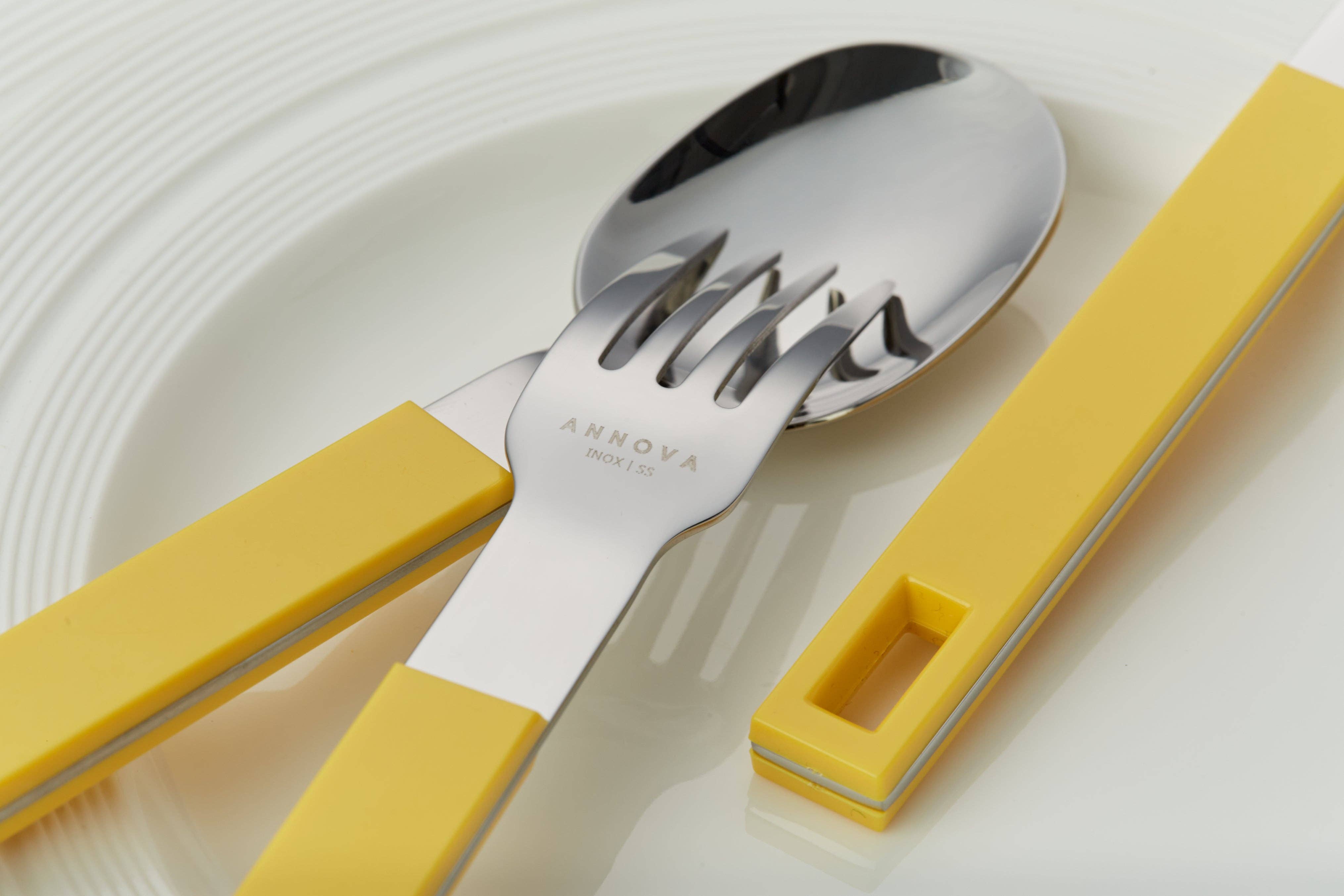 ANNOVA - Wholesale Flatware Set - ANNOVA Block Handle Silverware Set 20 Pieces Color Modern Style Flatware6