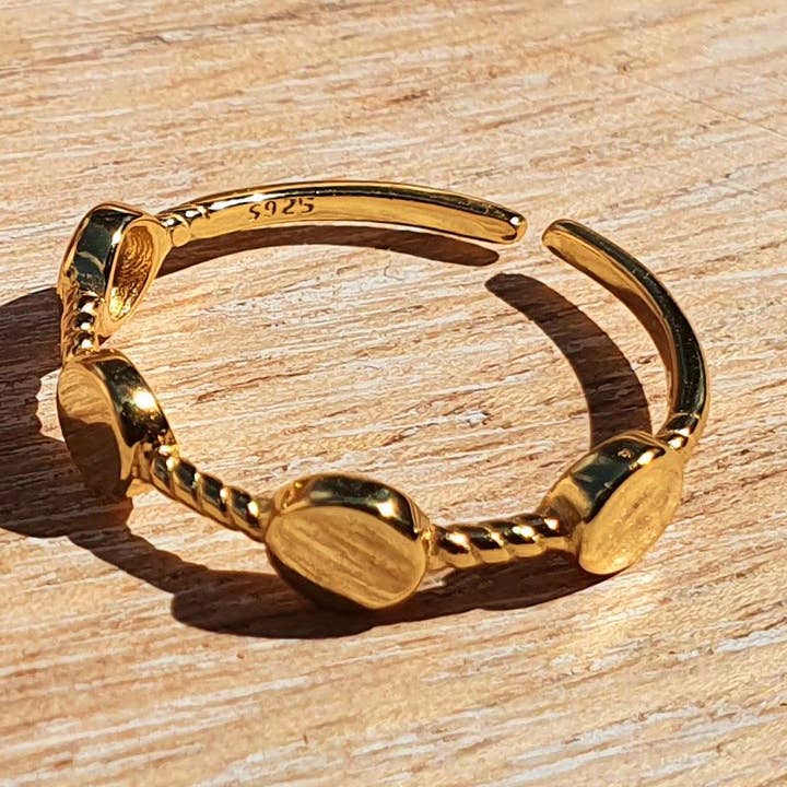 Damen Silber verstellbarer Ring Modeschmuck vergoldet für den Großhandel von Venus Paris