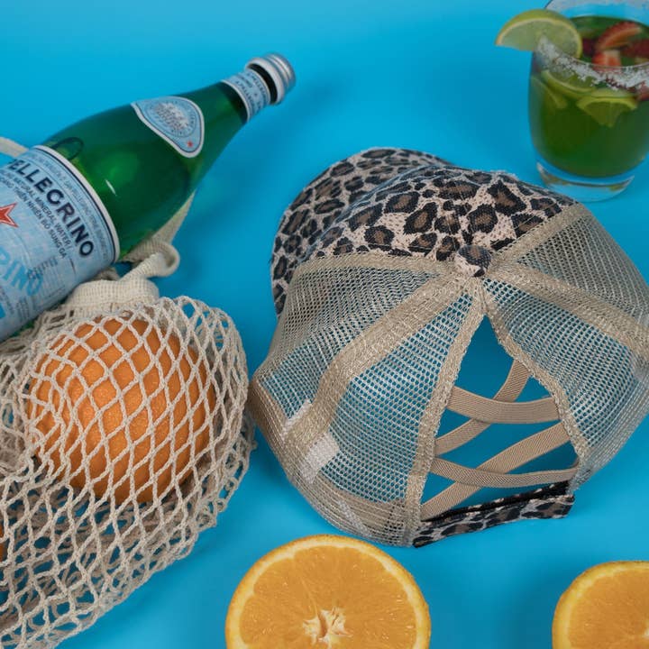 Nakoa The Label - Wholesale Ponytail cap – Women’s - Vintage Washed Cap - 100% Cotton - Byron Bay - Ponytail Cap - Leopard1