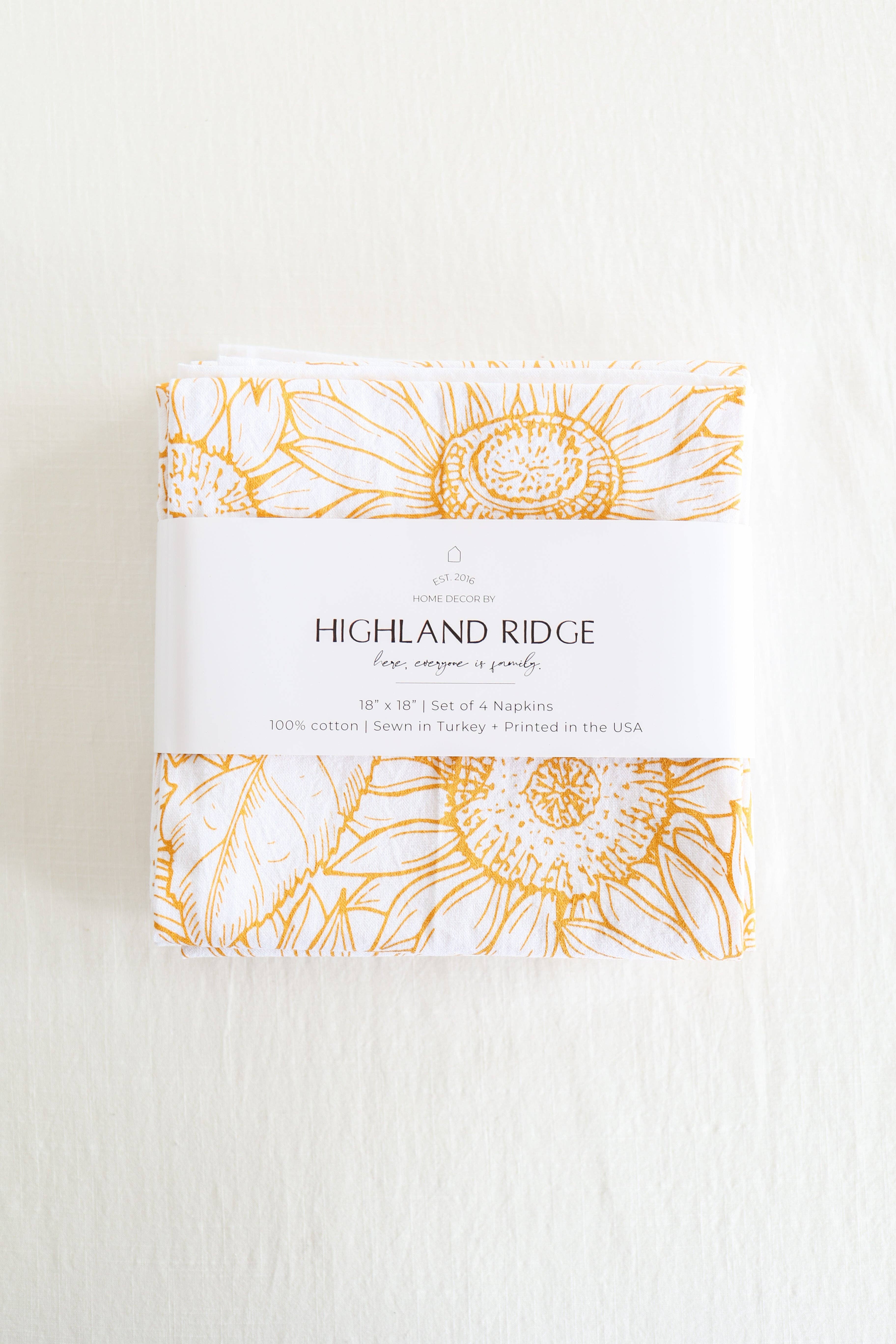 Highland Ridge  |  Handmade Home Decor – wholesale Dinner & cloth napkin – Sunflower Garden Napkins Set of 47