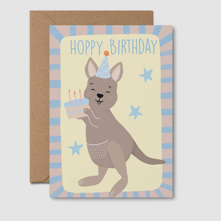 From Rosalie - Wholesale Birthday card - Kangaroo cake GREETING CARD, happy birthday, kids birthday