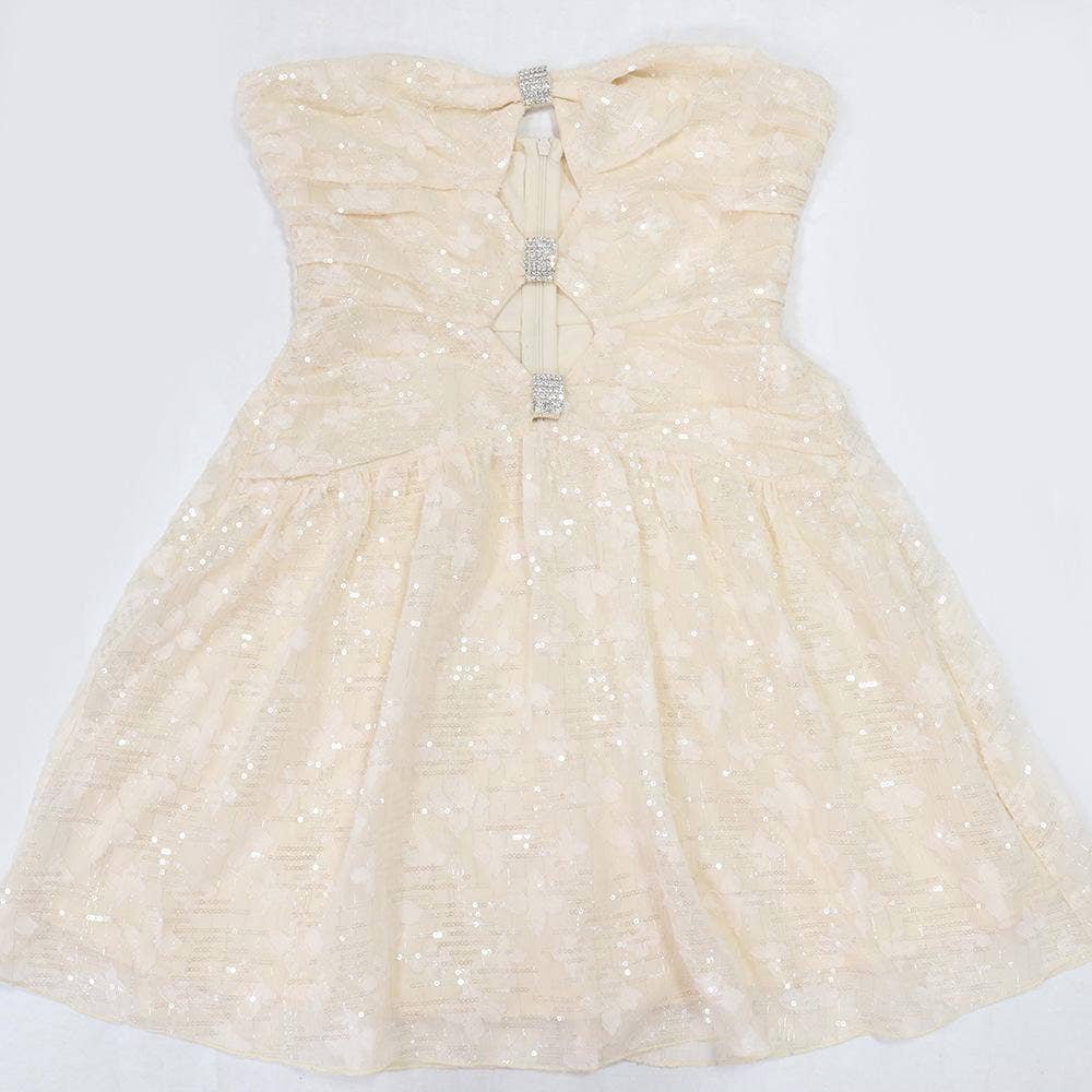 HIDDENBRAND - Wholesale Dress - Women's - Bandeau sequined mini party dress