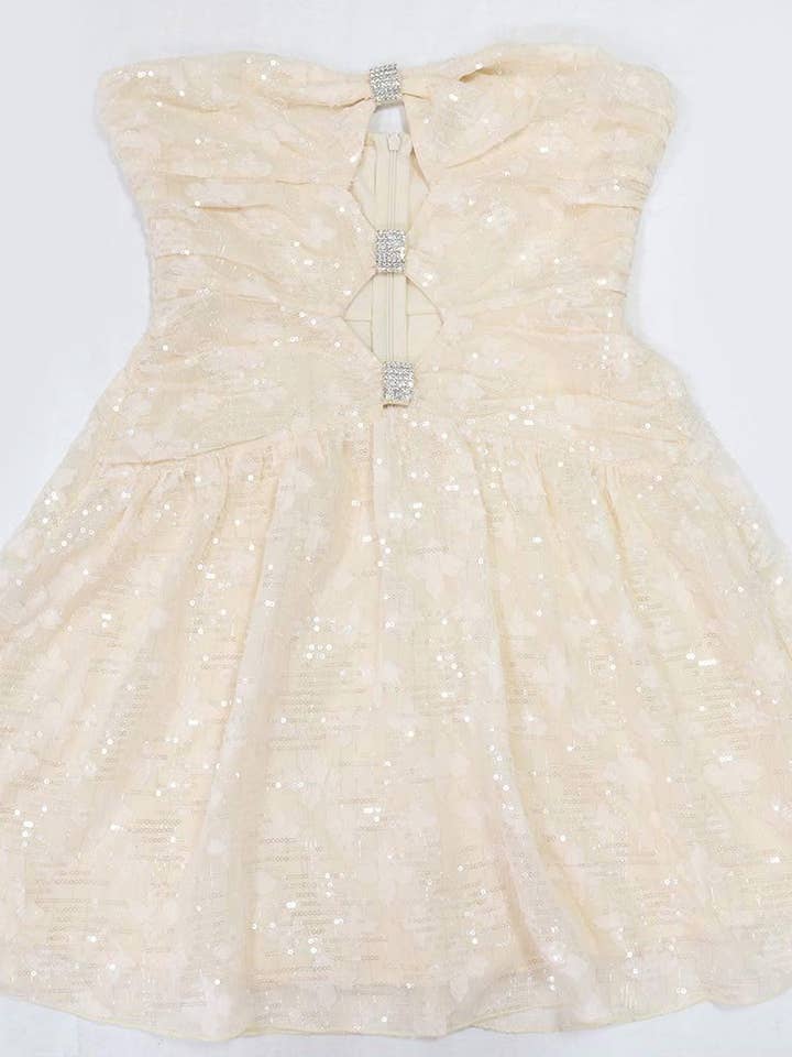 Bandeau sequined mini party dress for wholesale by HIDDENBRAND