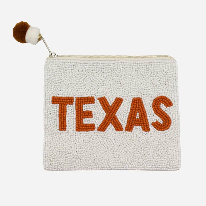 Bolsa de Moedas com Missangas em Fundo Laranja e Branco do Texas por atacado de Pizzazz, Inc.