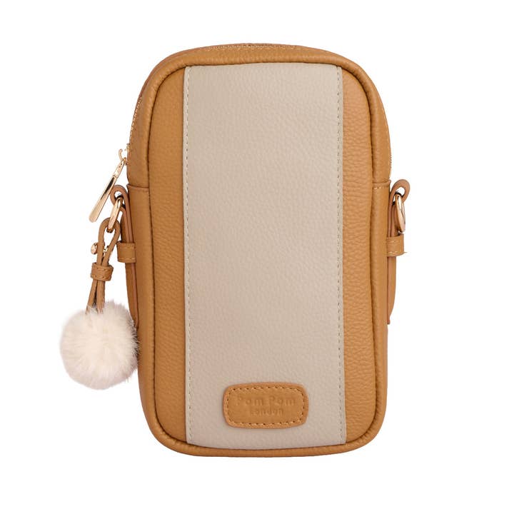 Pom Pom London Eaton Phone Bag Maple & Stone for wholesale by Pom Pom London