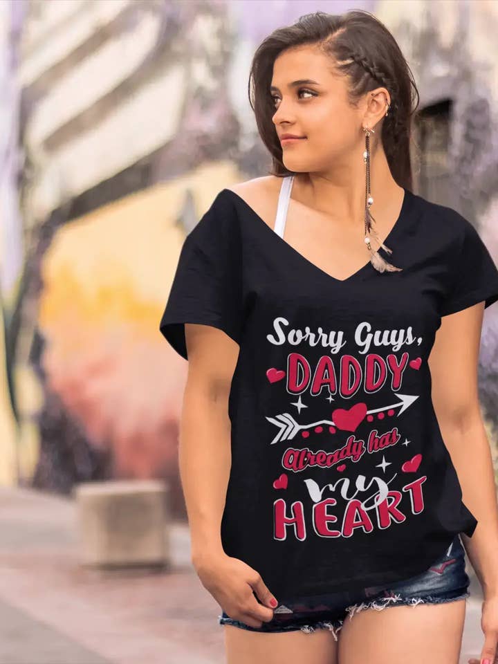 ULTRABASIC Women's T-Shirt Sorry Guys Daddy Already Has My Heart - Valentine's Day Short Sleeve Graphic Tees Tops for wholesale by ULTRABASIC