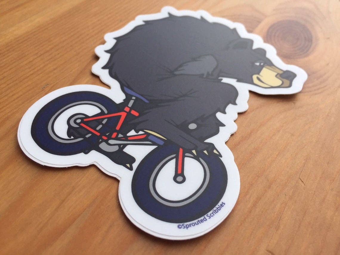 Sprouted Scribbles - Wholesale Sticker - Biking Bear Sticker - Nature Wilderness Cute Animal Funny5