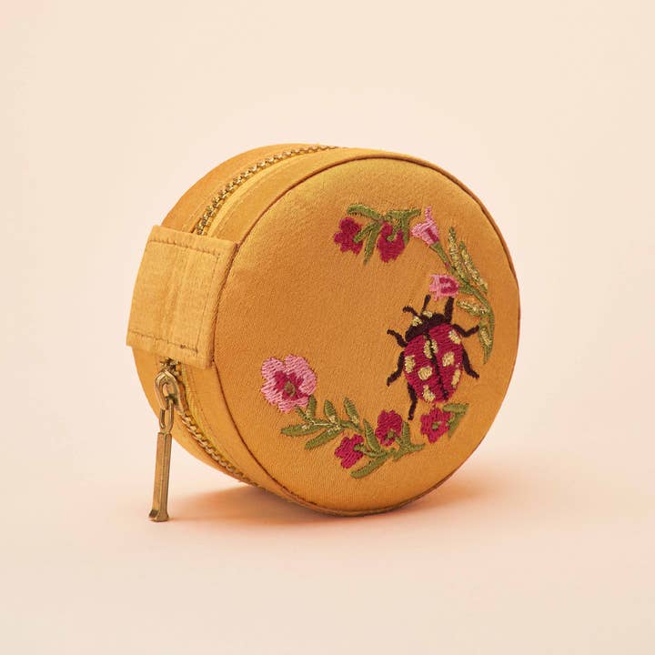 Powder Design inc - US - Wholesale Jewelry Box/Organizer - Mini Round Jewellery Box - Ladybird in Mustard