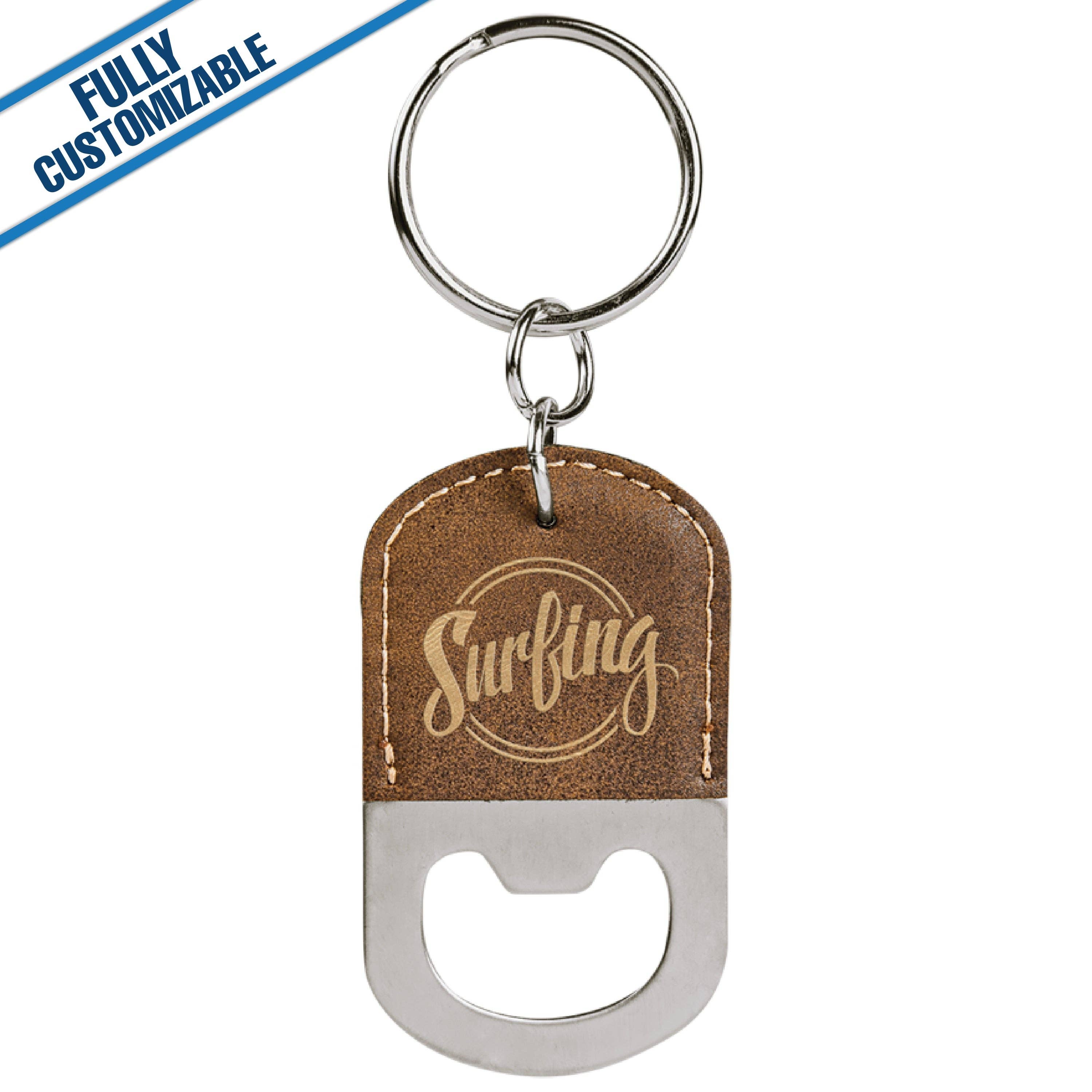 GiftWorksPlus - Wholesale Keychain - Unisex - Leatherette Oval Bottle Opener Keychain - Fully Customizable6