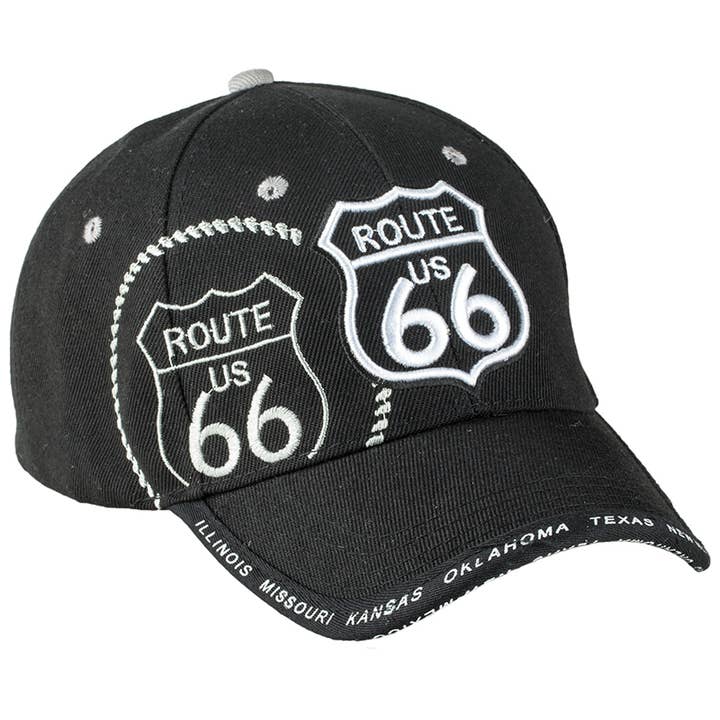 Western Express - Wholesale Trucker Hat - Unisex - Black Western Trucker Cap with Embroidered Rt 66