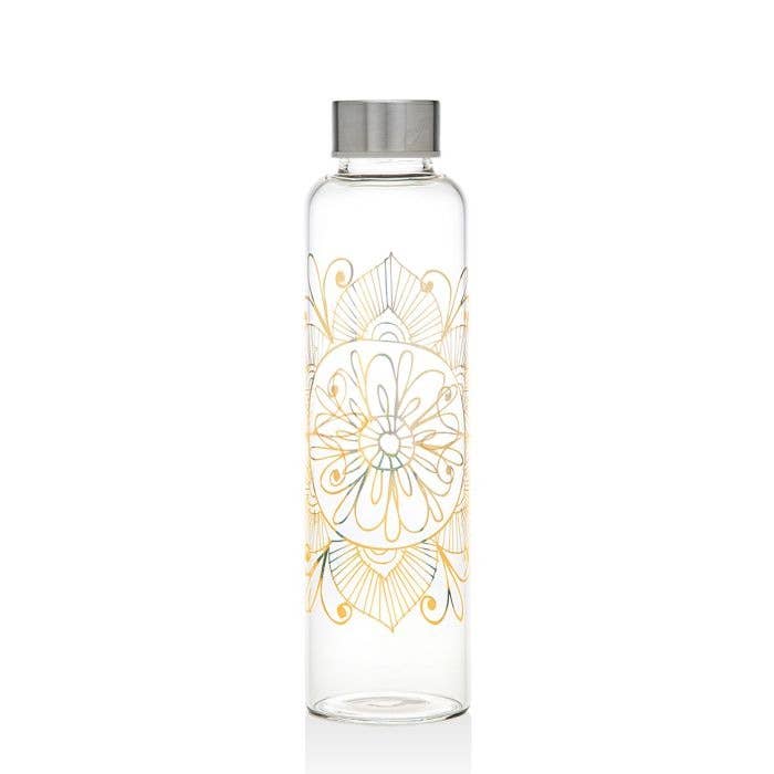 Godinger - Wholesale Water Bottle - Lotus Design Glass Bottle