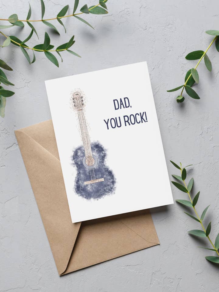 "Dad, you rock!" Father's Day Card | 4.25x5.5" Card for wholesale by Upstate Design Studio