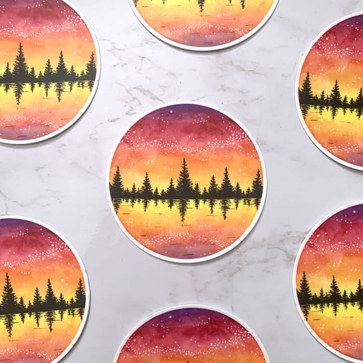 Sticker rond Reflets dorés pour la vente par Jen Aranyi