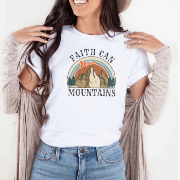 Faith Can Move Mountains Graphic T-shirt for wholesale by KMR and Company