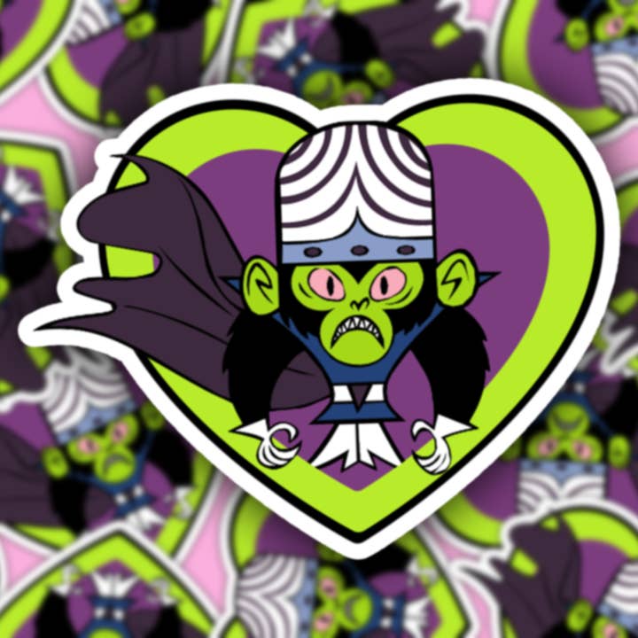 Powerpuff Girls Sticker - Mojojojo Heart for wholesale by Pretty Toxic Stickers