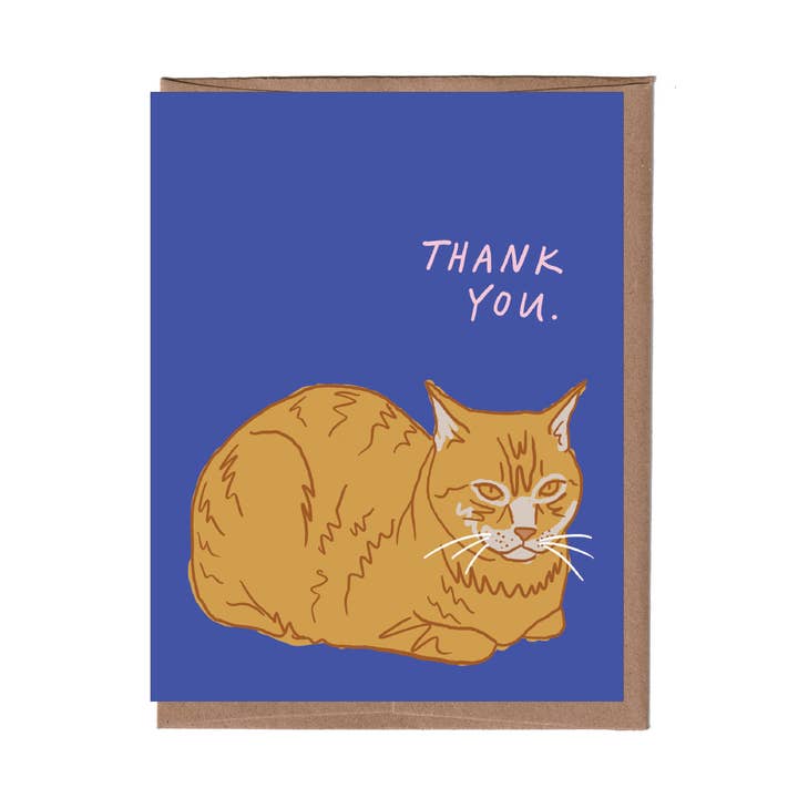 Loaf Cat Thank You Greeting Card for wholesale by La Familia Green