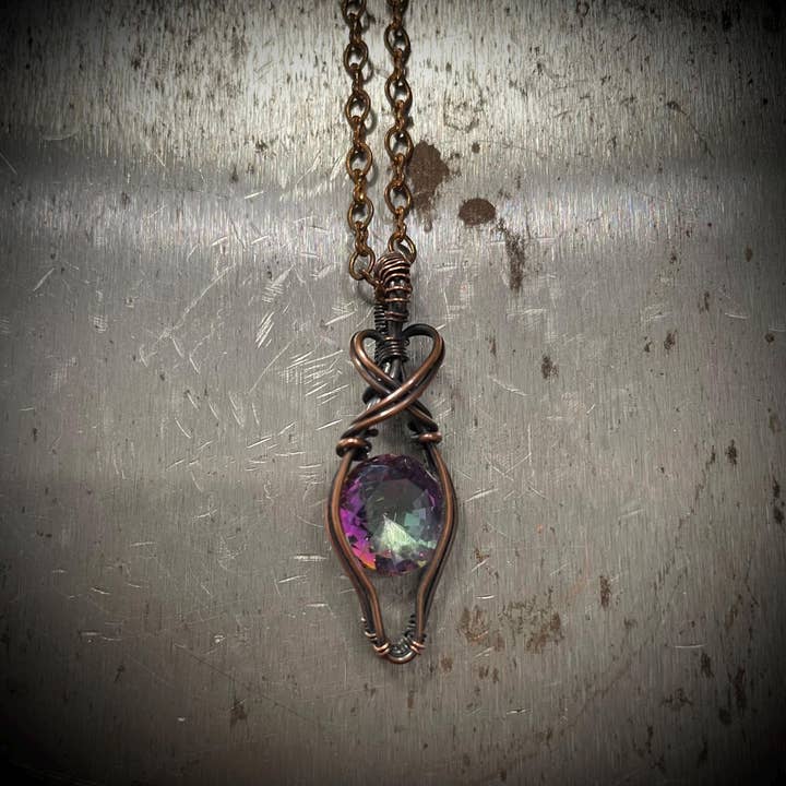 Colar de Topázio Místico com Fio de Cobre Oxidado Feito à Mão por atacado de Natural Gifts Jewelry