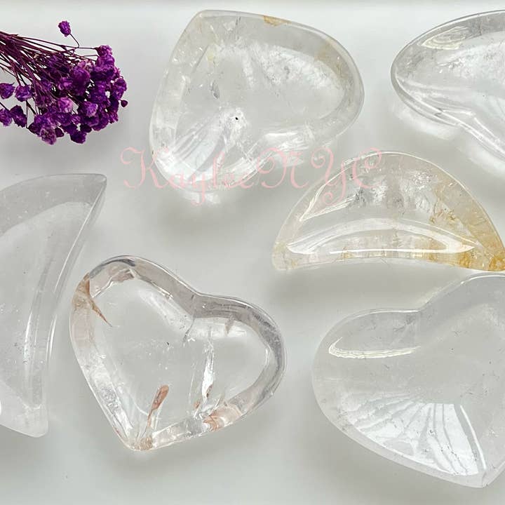 Natürliche klare Quarzherzen & Mondschalen Kristall für den Großhandel von KayleeNYC