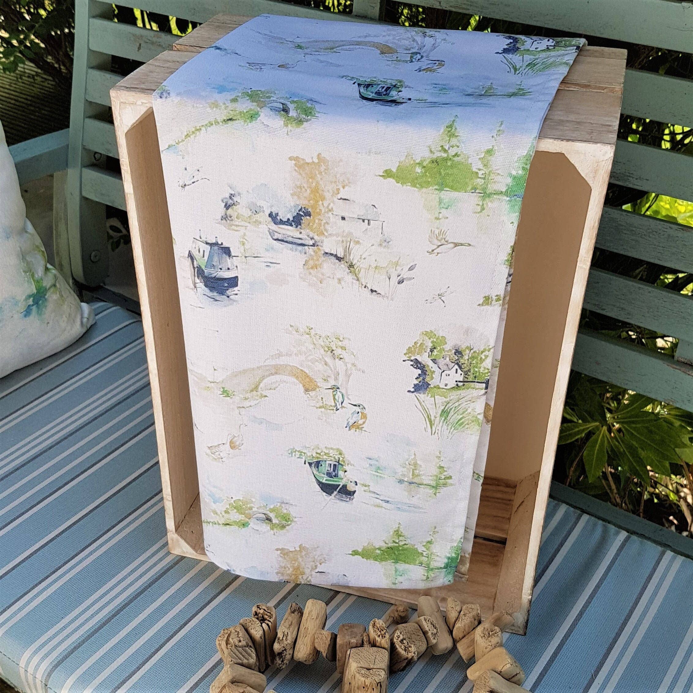 Aqua by Design - Wholesale Tea Towel - Tea Towel, Canal Scene, Narrowboats & English Countryside0