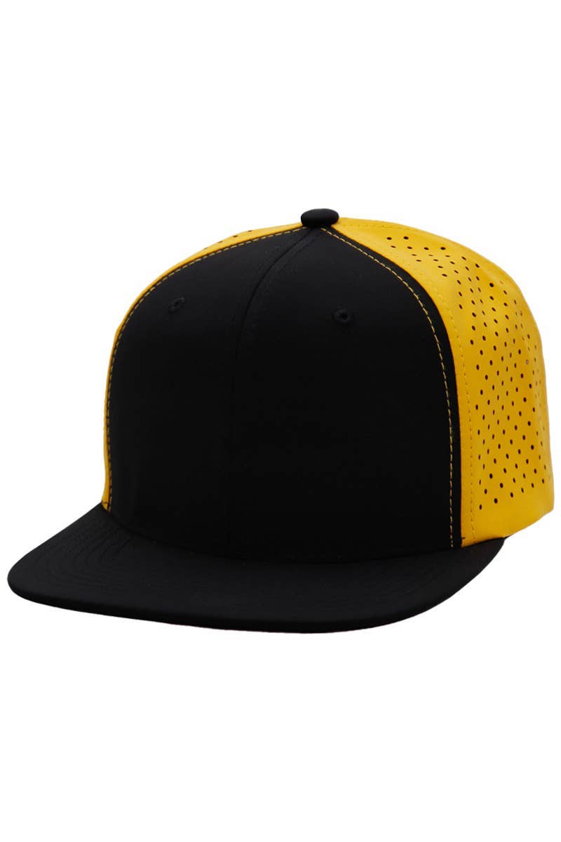 Cap Zone - Wholesale Flat Brim Cap - Men's - Two Tone Six Panel Flat Bill Perforated Snapback4