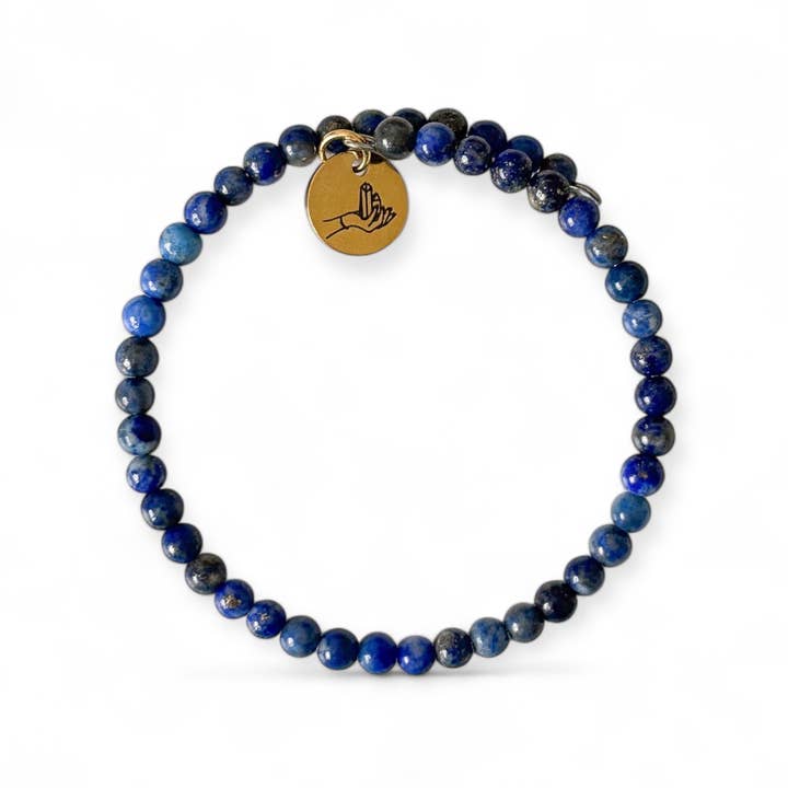 Bracelet enroulé en lapis-lazuli 4 mm | Bande en acier inoxydable | Ajustable 5-7 pouces pour la vente par Rock This Way Crystal Shop