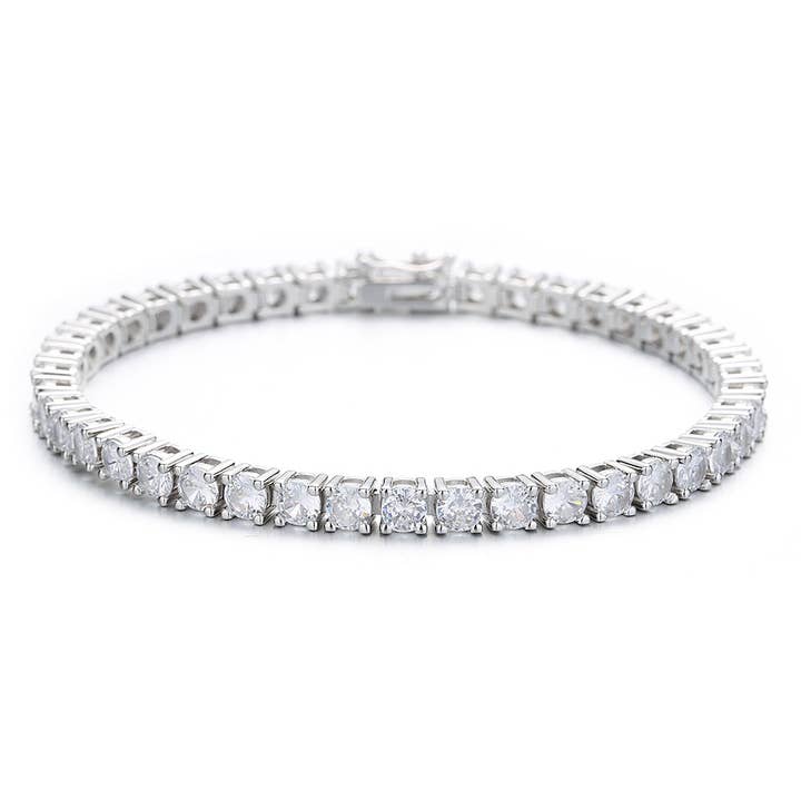 Genuine Crystal Tennis Bracelet in 14K White Gold for wholesale by Amy and Annette