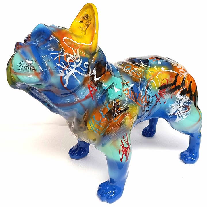 Handbemalte Deko-Figur Französische Bulldogge Pop für den Großhandel von JULIARTE