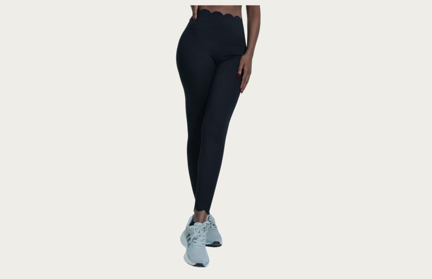 Sole Moda - Wholesale Athletic/Lounge Leggings - Women's -  The Scallop Signature Legging- Black0