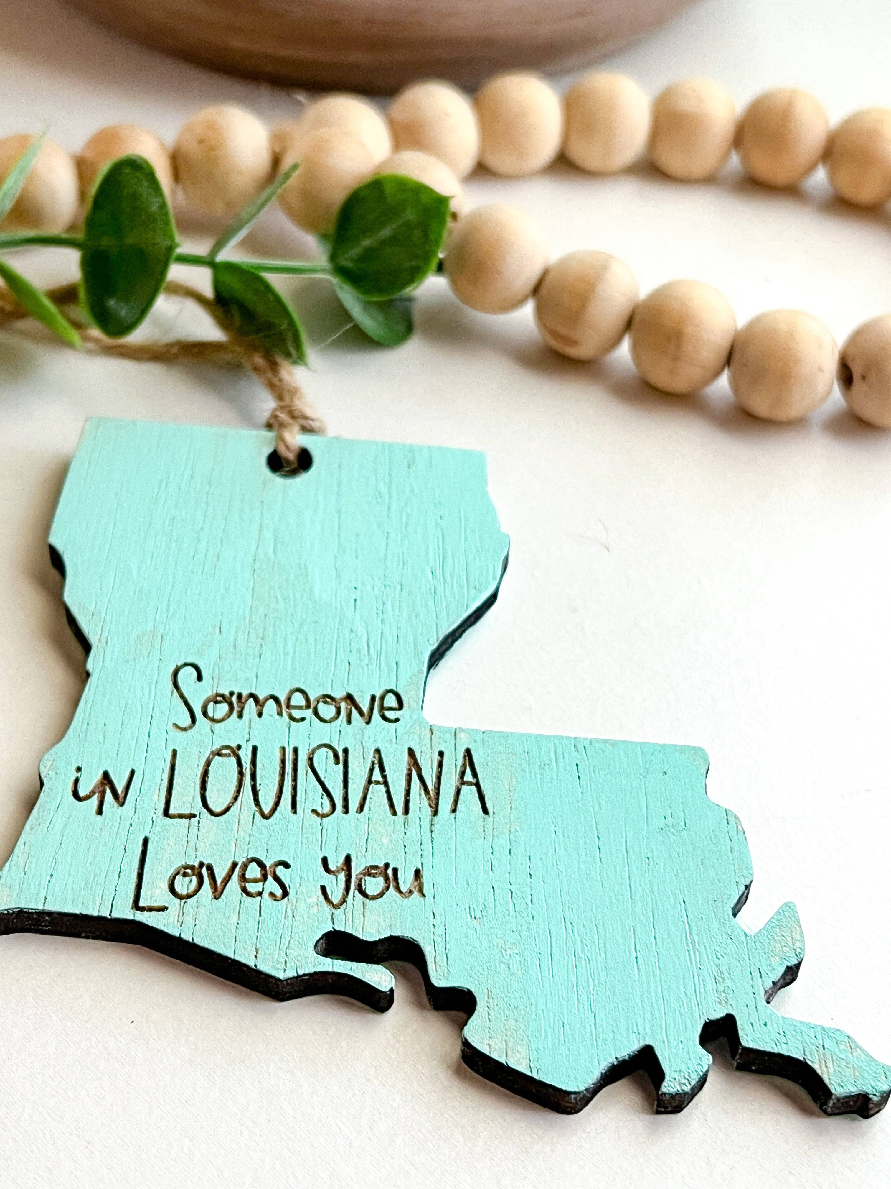 Geaux Magnolia - Wholesale Ornament - Turquoise Someone in Louisiana Loves You Ornament2