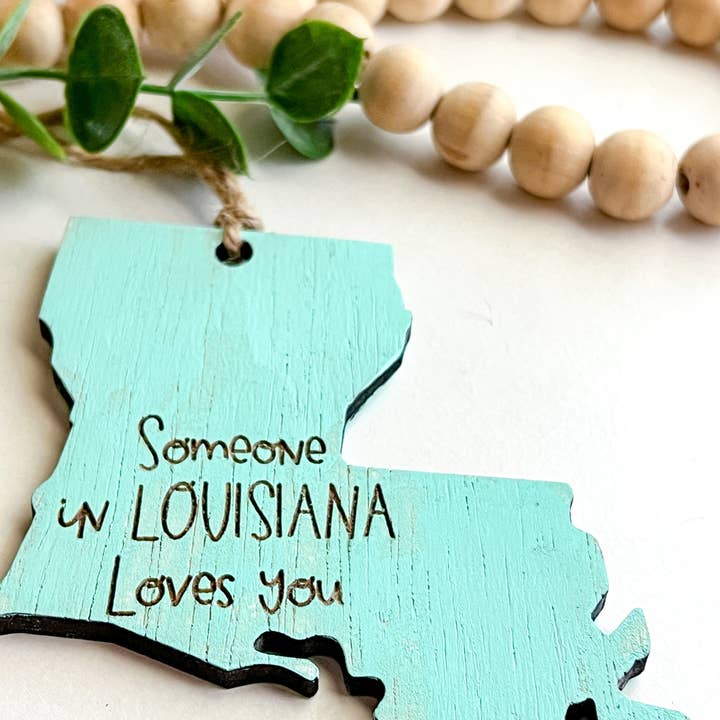 Geaux Magnolia - Wholesale Ornament - Turquoise Someone in Louisiana Loves You Ornament2