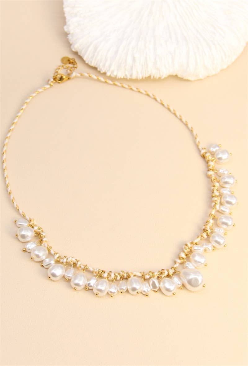 BELLISSIMA BIJOUX - Wholesale Beaded/Pearl Necklace - Elegant Braided Stainless Steel Pearl Necklace5