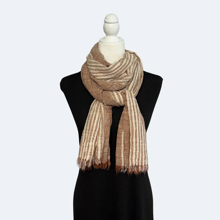 Humble Hilo - Wholesale Scarf - Women's - Humble Hilo Cumulus 100% Cotton Scarf Center Stripes30