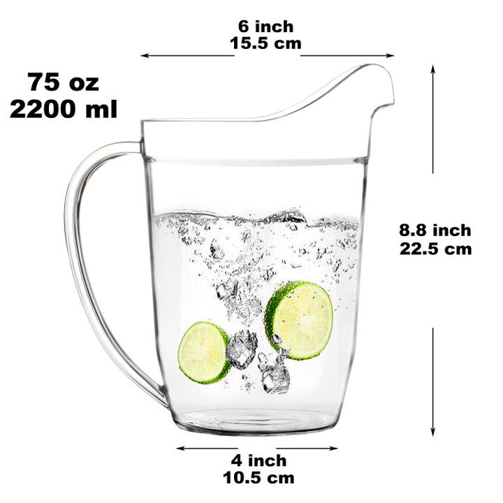 Youngever - Wholesale Pitcher - Youngever 75 Ounce Plastic Pitcher, Large Clear Water Jug