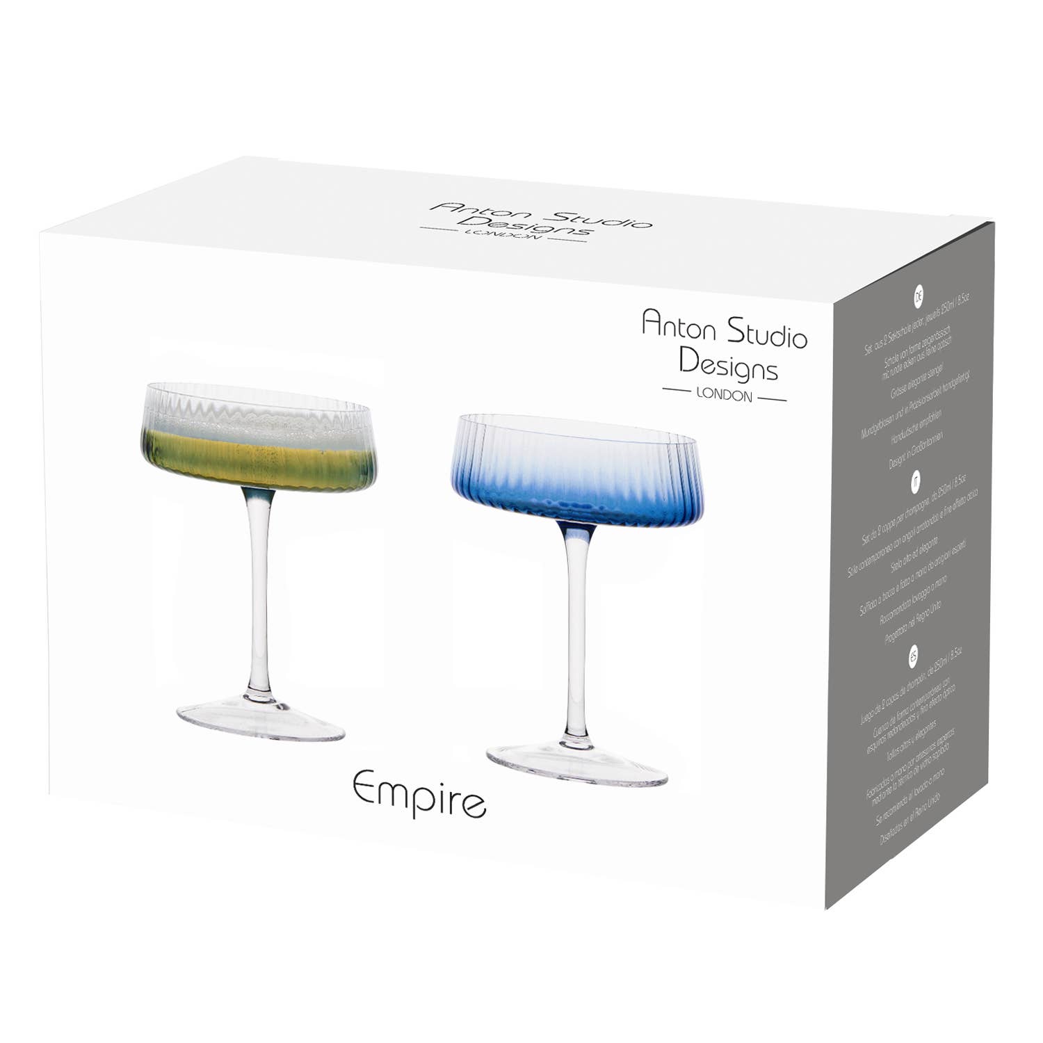 The DRH Collection BV - Wholesale Cocktail/Liquor Glass - Set of 2 Empire Blue Champagne Coupe Glasses2
