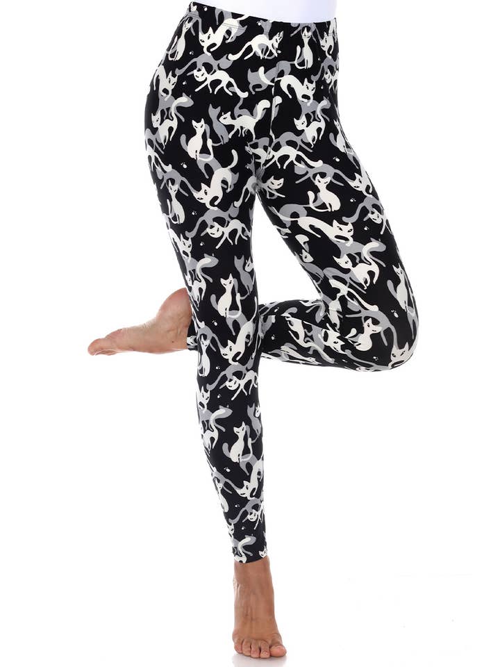 WHITE MARK - Wholesale Leggings - Dames - Superzachte legging met hoge taille met kattenprint1