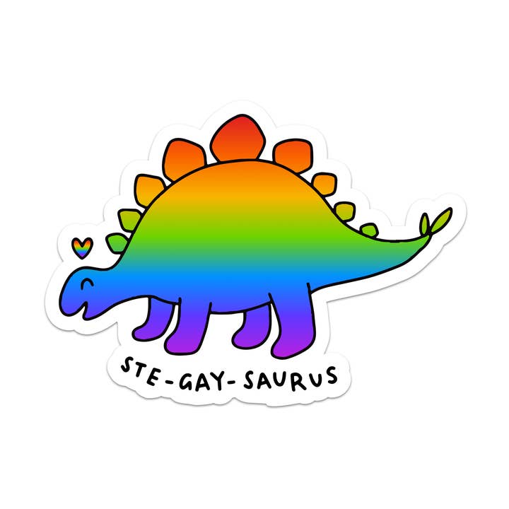 Ste-GAY-saurus Pride Dinosaur Vinyl Sticker for wholesale by Mouthy Broad