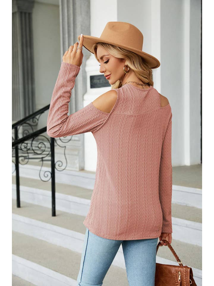 YNIQUE – wholesale Knit top – Women's – Women V-Neck Strapless Loose Long Sleeve T-Shirt3