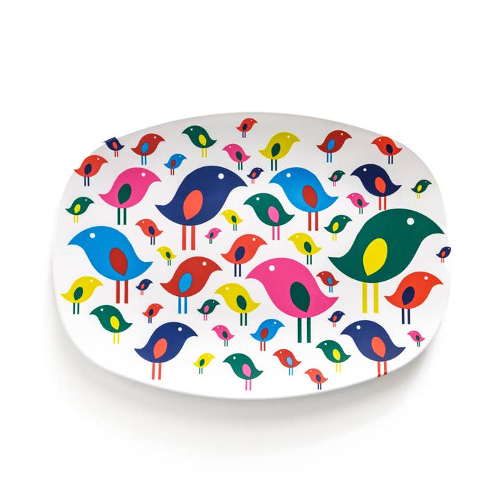 Bright Bird Oval Serving Tray for wholesale by Blue Kite Press