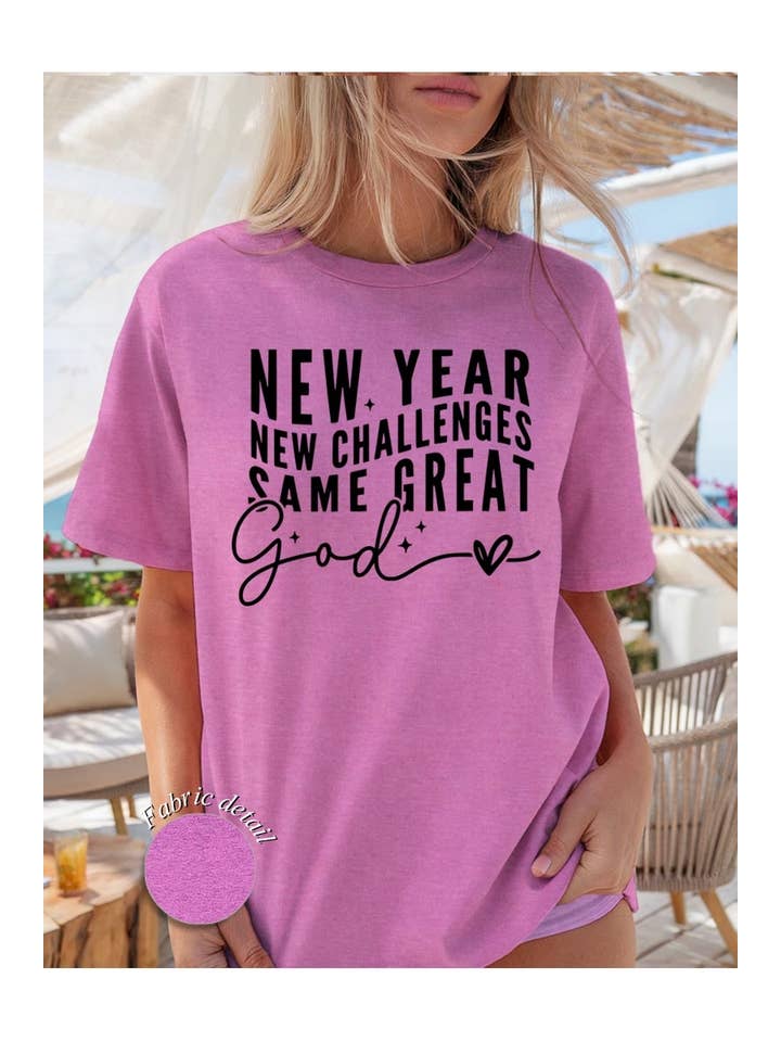 COLORBEAR – Engroshandel Grafisk t-shirt - Dame – Ny År Nye Udfordringer Grafisk Tyk Bomulds T-shirt3