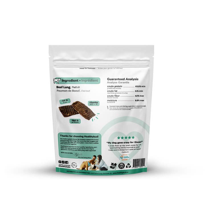 Healthybud - Wholesale Pet Treats - Dog - Healthybud's Single-Ingredient Beef Lung Wafer Dog Treats1