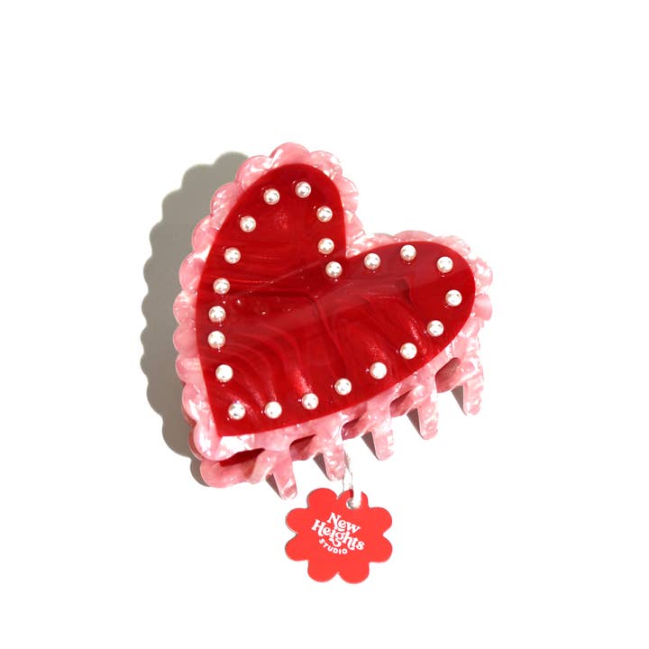 New Heights Studio - Wholesale Hair Clip - Women's - "Amorette" Hair Claw | Kitschy Retro Romantic Heart Claw8