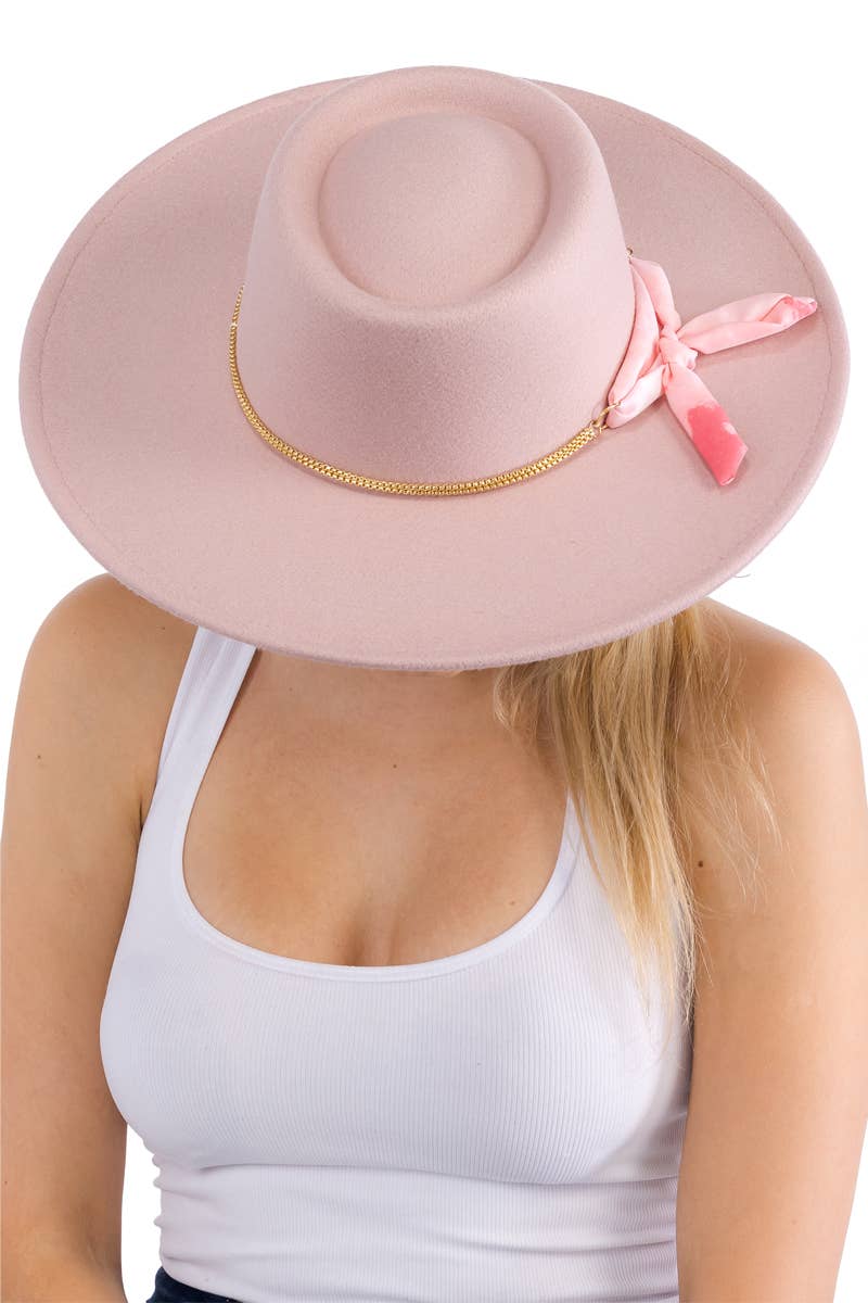 Cap Zone - Vendita all'ingrosso Fedora - Donna - Cappello rancher bolero in lana sintetica con nastro piccolo, catena oro e tesa larga5