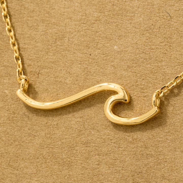 Fame Accessories - Wholesale Pendant/Charm Necklace - Gold Dipped Wave Pendant Necklace2