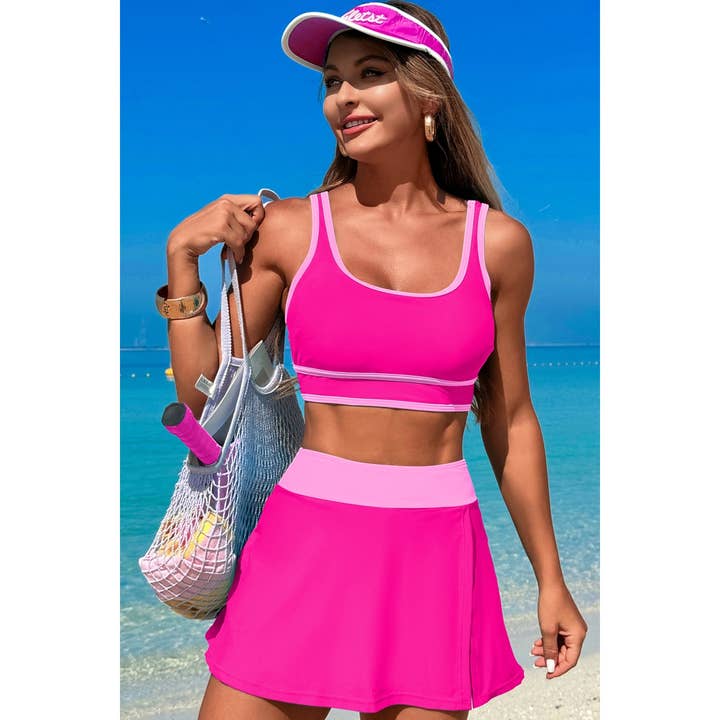 Supreme Fashion - Wholesale Two Piece Swimsuit - Women's - Color Block Two Pieces High Waisted Skirt Swimsuit9