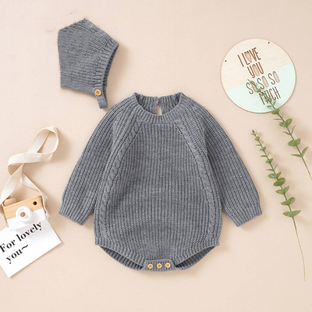 MyKids-USA® - Wholesale Bodysuit (Non-Footed) - Baby - Baby Solid Color Long Sleeve Knitted Woolen bodysuit2