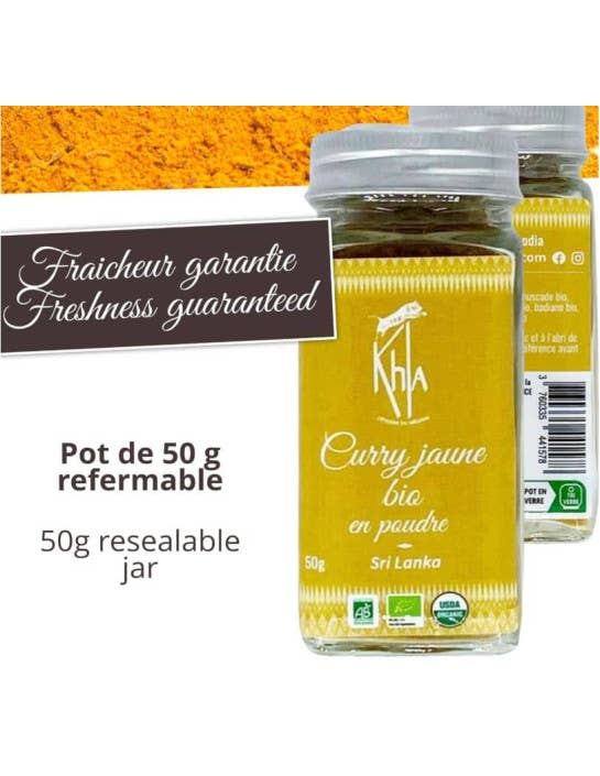 Khla - L'épicerie du Mékong – wholesale Dried spice – Yellow curry - Organic - powder - 50g - Jar2