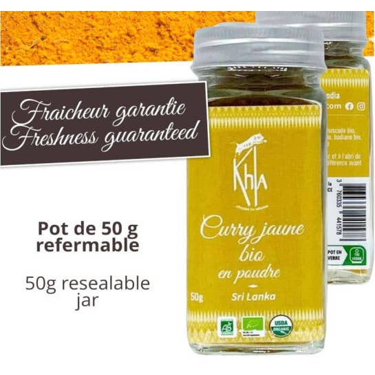 Khla - L'épicerie du Mékong - Wholesale Gedroogde kruiden - Gele curry - Biologisch - poeder - 50 g - Potje2