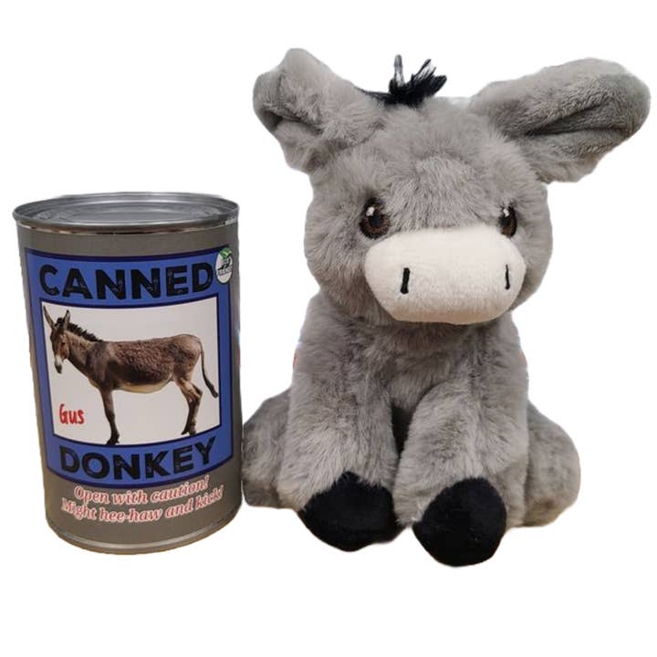 Canned Gifts – wholesale Stuffed/plush toy – Kids & baby – Canned Donkey | Stuffed Animal Zoo Plush w/Jokes | Gift
