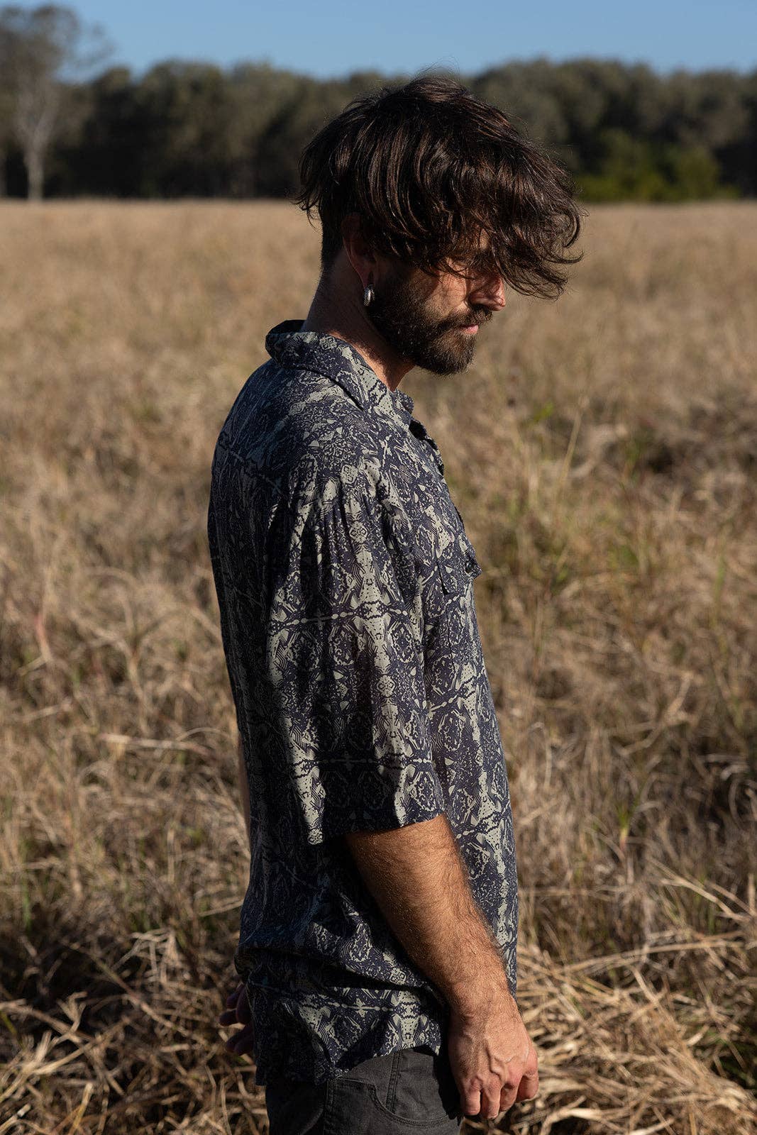 IDIS - Wholesale Button Down Shirt - Men's - Grey Batik Shirt1